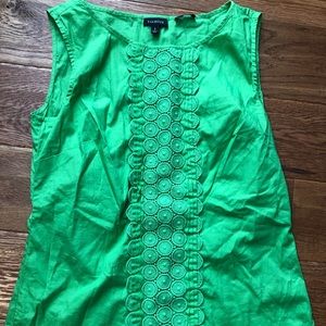 Talbots lace front strip sleeveless blouse